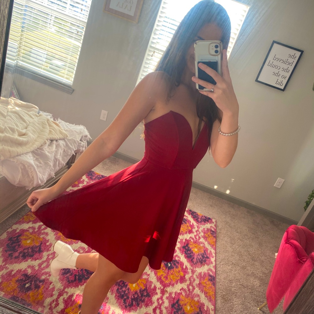 Red strapless dress size medium